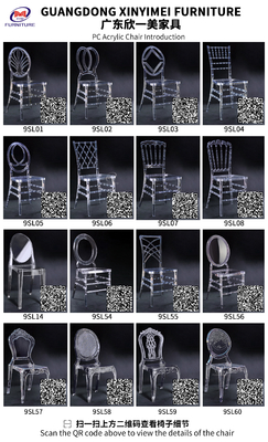 The new Royal wedding clear crystal activities plastic Resin chiavari chairs for wedding hotels banquet halls, etc.